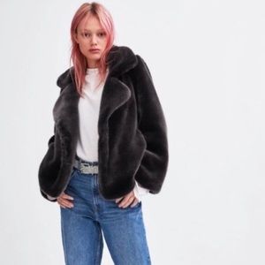 NWT Zara Faux Fur Crop Coat, Size S